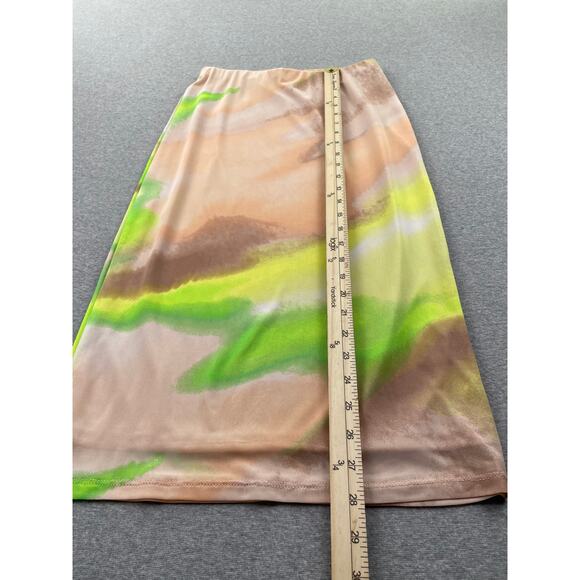 AFRM Skirt Size XS Lime Green Ombre Mesh Midi Pull On Stretchy Psychedelic Retro - Picture 5 of 14
